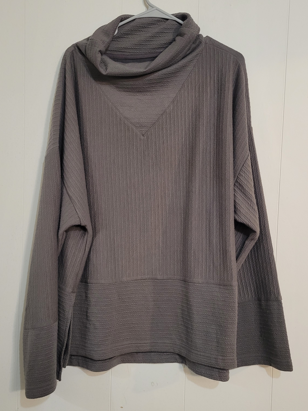 TAHARI Sport NEW Women's Gray Textured mock cowl Neck Long Sleeve Tunic Top 3X